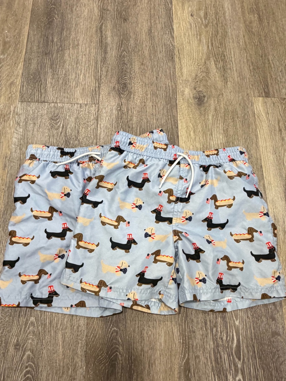 Janie and Jack Light Blue Dachshund Hot Dog Swim Trunks bundle